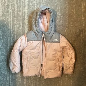 North Face Winter Down Puffer Parka Pink Gray tddle